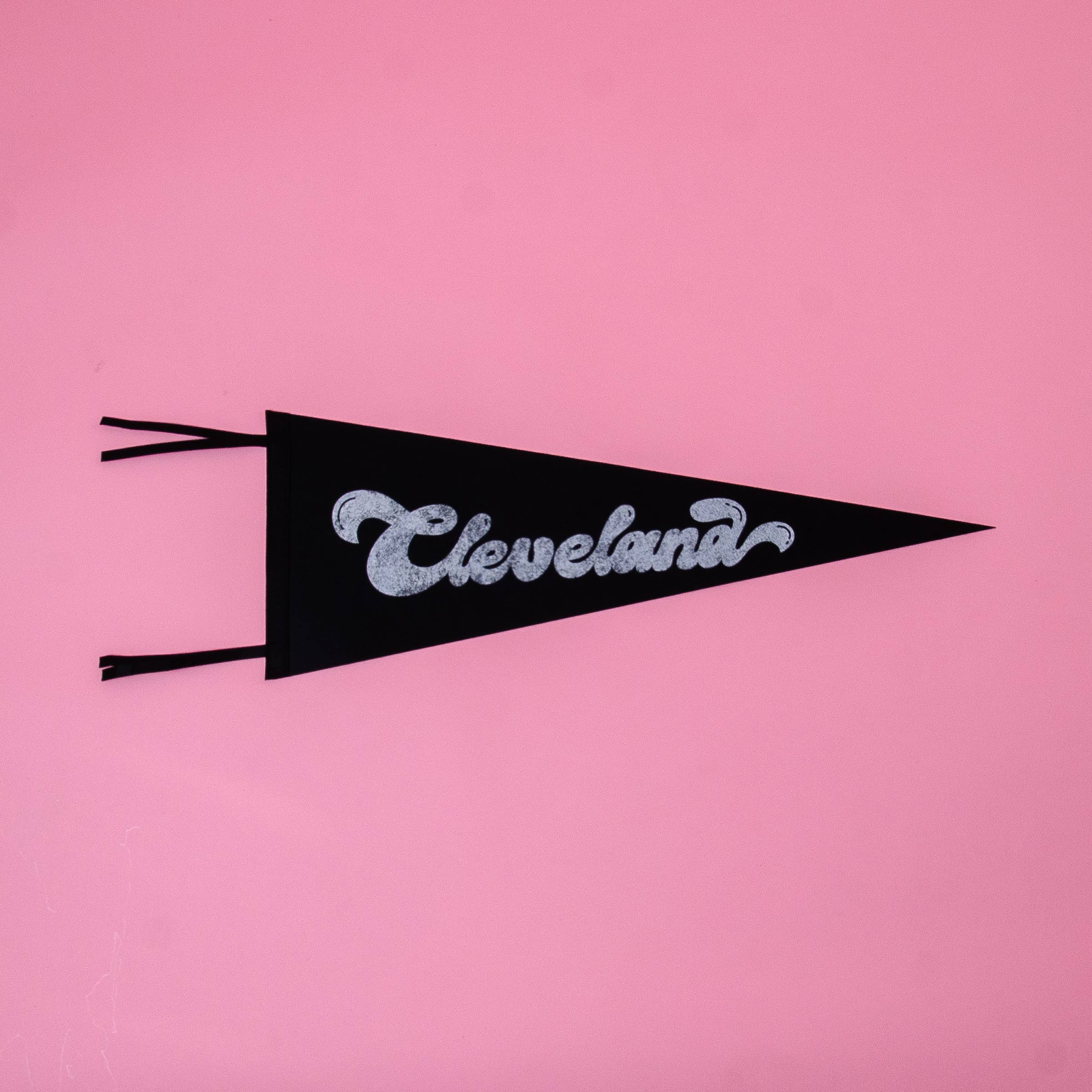 Yikes Design - Wholesale Tapestry/Textile - Cleveland Script Screenprinted Pennant — Retro Felt Pennant1