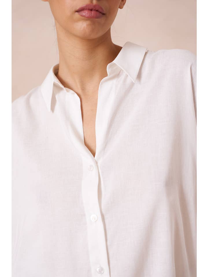Attentif Paris - Vente Chemise à col boutonné – femme - Chemise unie avec col à revers avec du lin8
