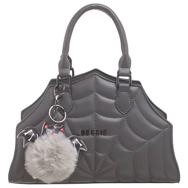 Bessie London - Vendita all'ingrosso Borsa tote - Donna - BORSA TRAPUNTATA DI HALLOWEEN A RAGNATELA CON CIONDOLO A FORMA DI PIPISTRELLO3