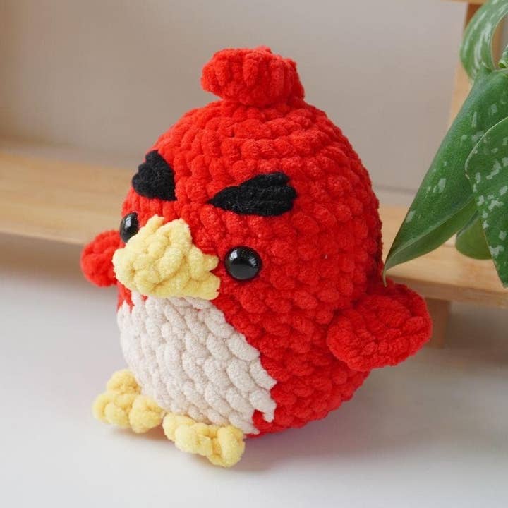 Crochet Red Angry Bird, Amigurumi Cute Bird, Stuffed Animal for wholesale by TOMOPOD LLC