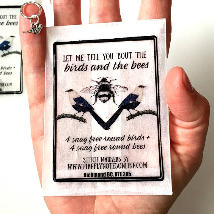 Birds and Bees Stitch Marker Pack for wholesale by Firefly Notes