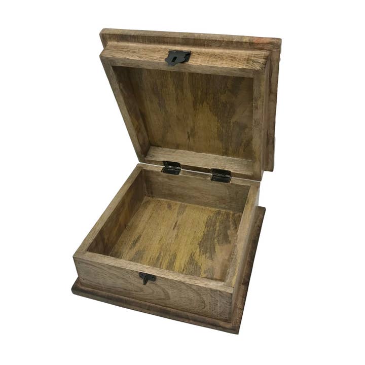 Wilco Home – wholesale Prydnadslåda – Fall Snidad Trä "Blomsterträdgård" Gångjärnsförsedd Låda7