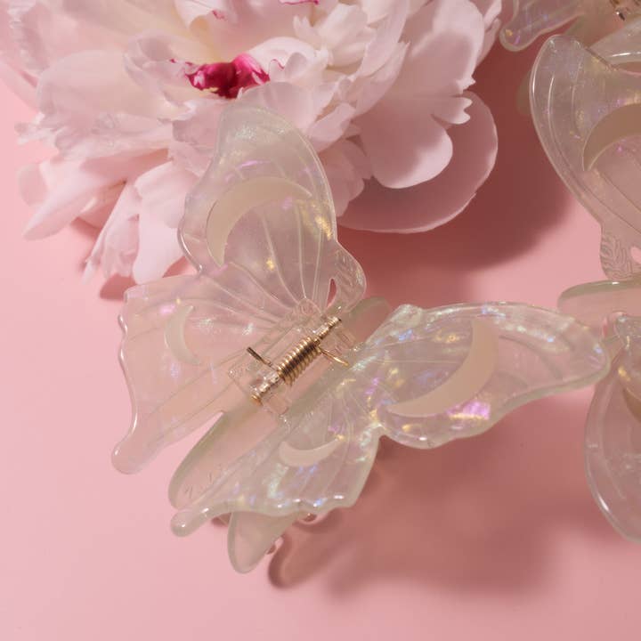 WINONA IRENE - Wholesale Hair Clip - Women's - Light Green Acetate Lunar Moth Hair Claw with Crescent Moons5