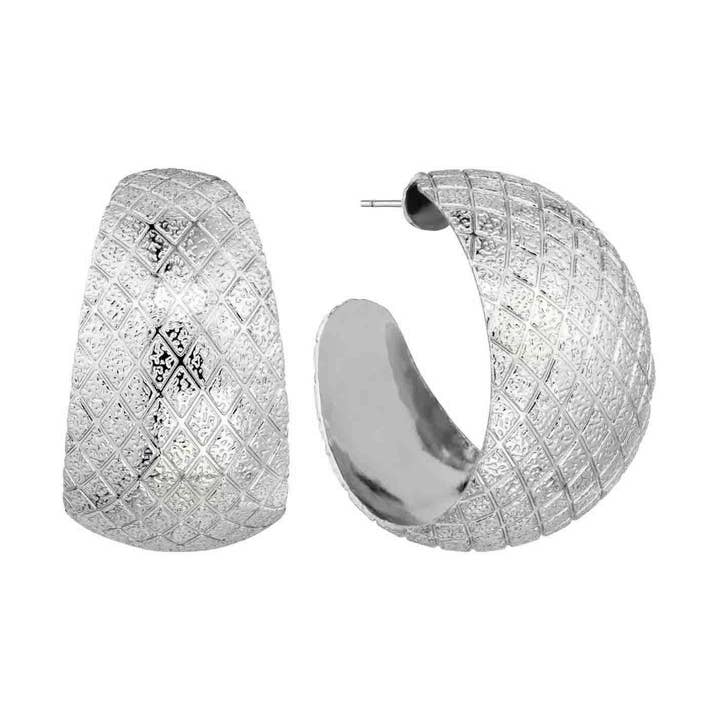 Ohrring mit offenem Ring und Strassstruktur aus Silber, 2,5 cm für den Großhandel von What's Hot