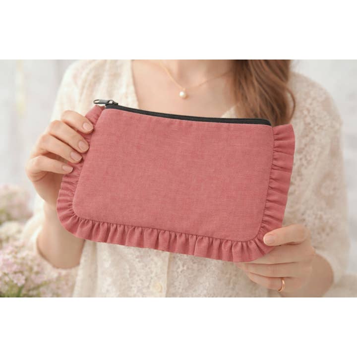 House of Kraft - Wholesale Pouch - Women's - Canvas Ruffle Pouches | Canvas Travel Pouches | Zipper Pouch9