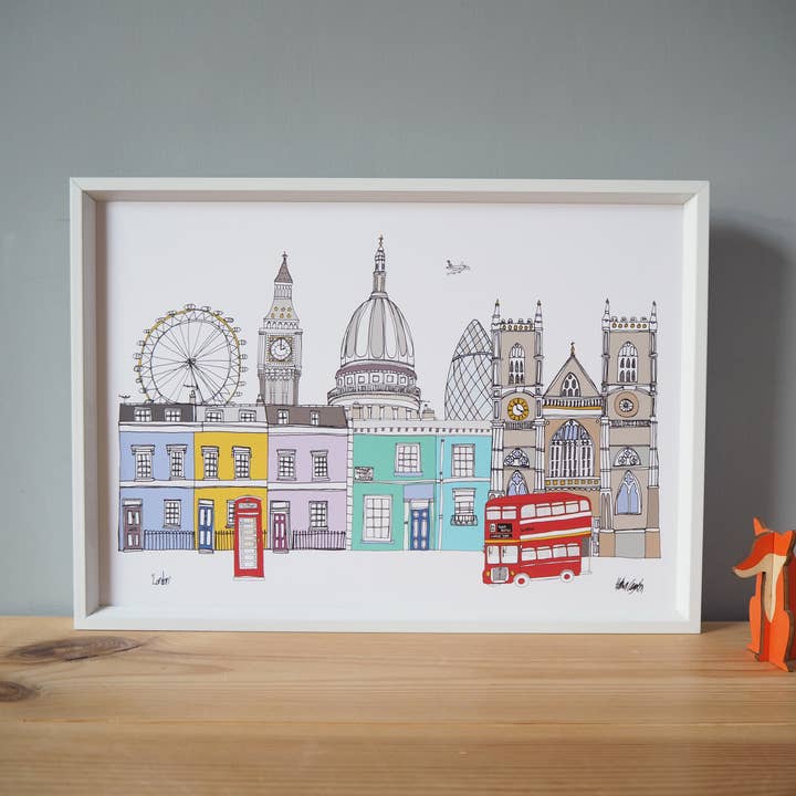 Stampa A4 Skyline di Londra per la vendita all'ingrosso da parte di Helena Carrington