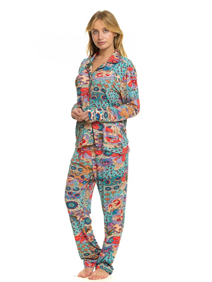 Lagoon Nadi Lagoon- Printed Long Sleeve Pajama Set for wholesale on Faire2