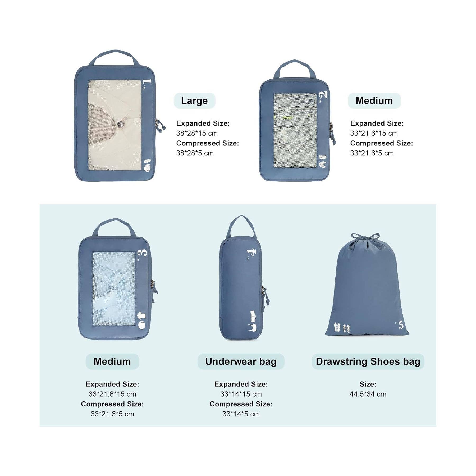 NARWEY INC - Wholesale Packing Cube - 5 Set Compression Packing Cubes for Suitcases Organiser Bags10