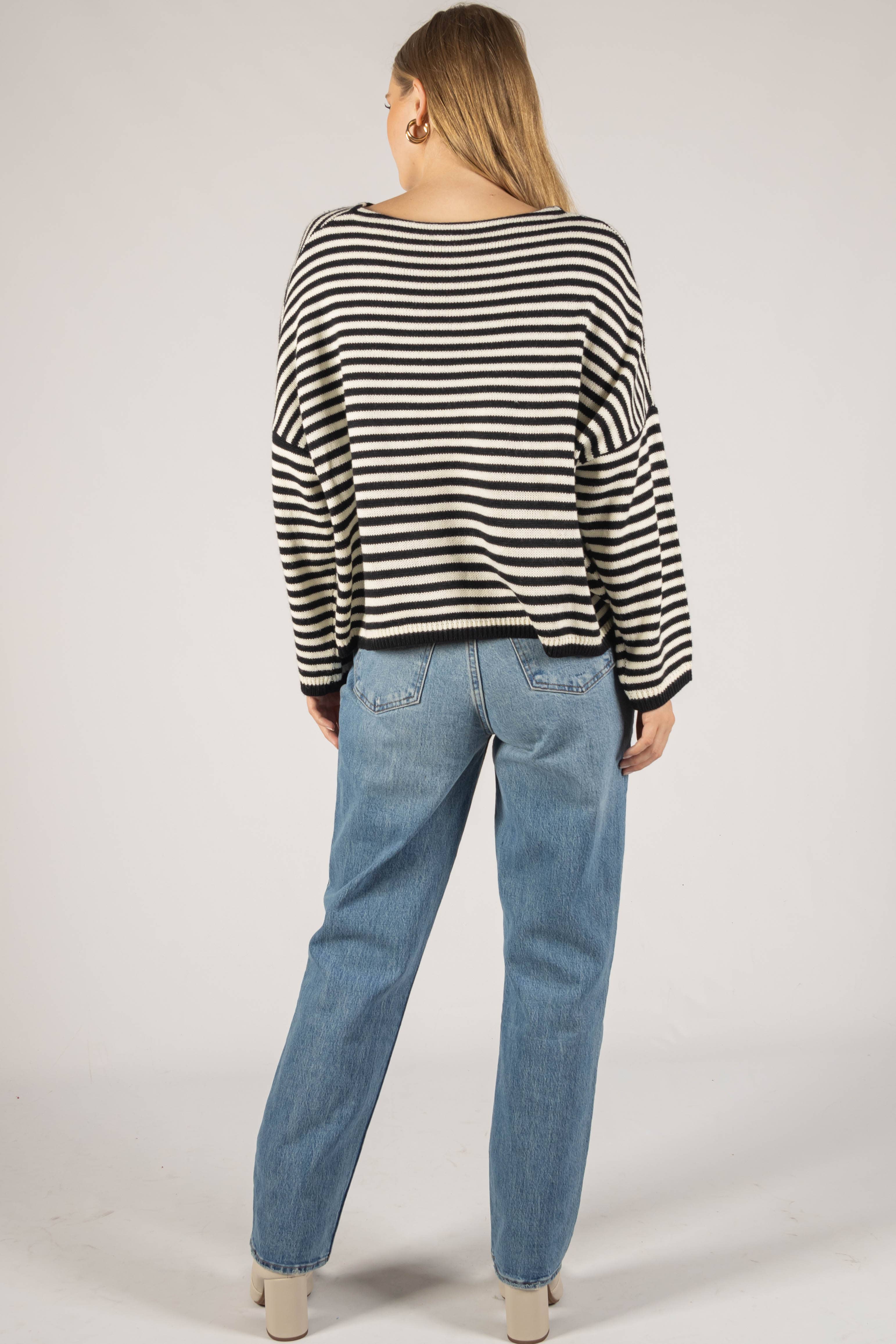 Before You Collection - Wholesale Knit Sweater - Women's - Striped T-Body Sweater33