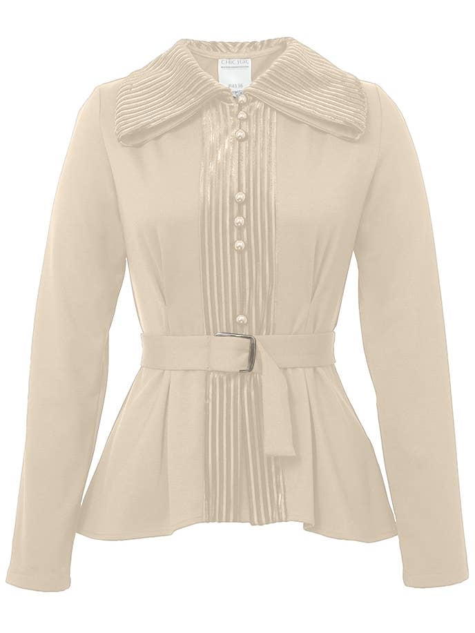 Chic Star Viscose Pique stickad blus i beige 052524 för wholesale av CHIC STAR