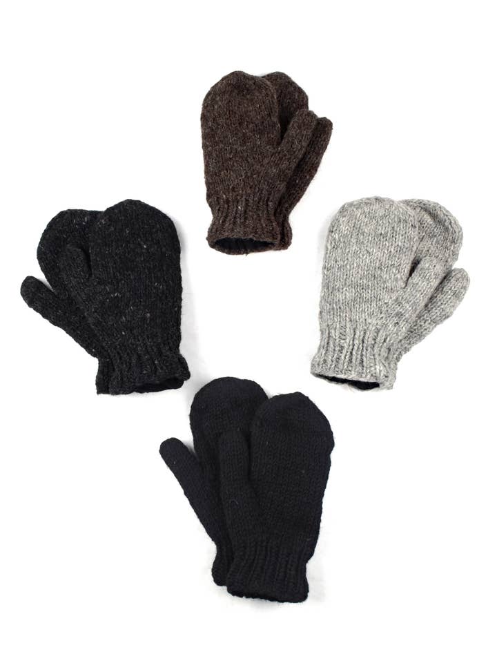 Nepalese Wool Mittens Solid Color-04647 for wholesale by Nusantara Inc.