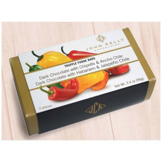John Kelly Chocolates – wholesale Chokladkartong – 2 bit mörk choklad med Chipotle & Habanero