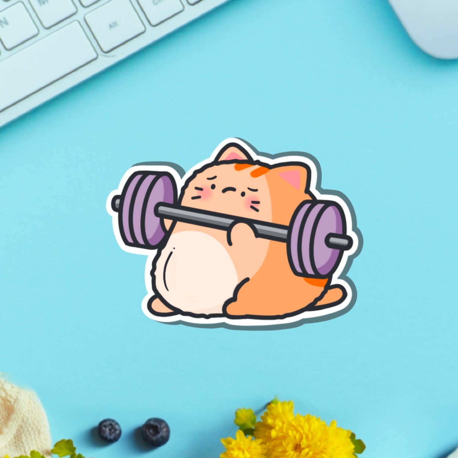 Toastedink – wholesale Sticker – Weight Lifting Cat Vinyl Sticker | Cute stickers1
