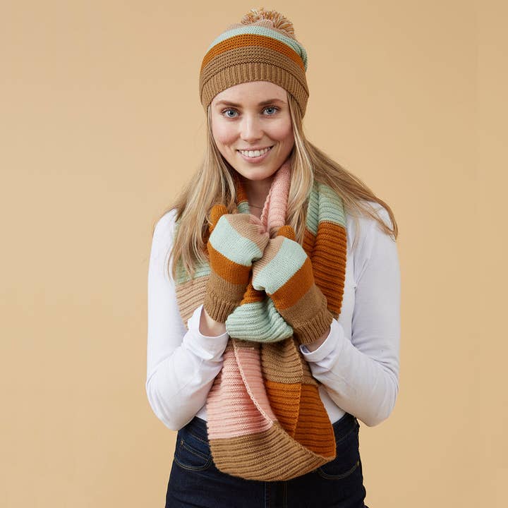 Hadley Wren - Wholesale Sjaal - Dames - Stripe Infinity sjaal - Pastel