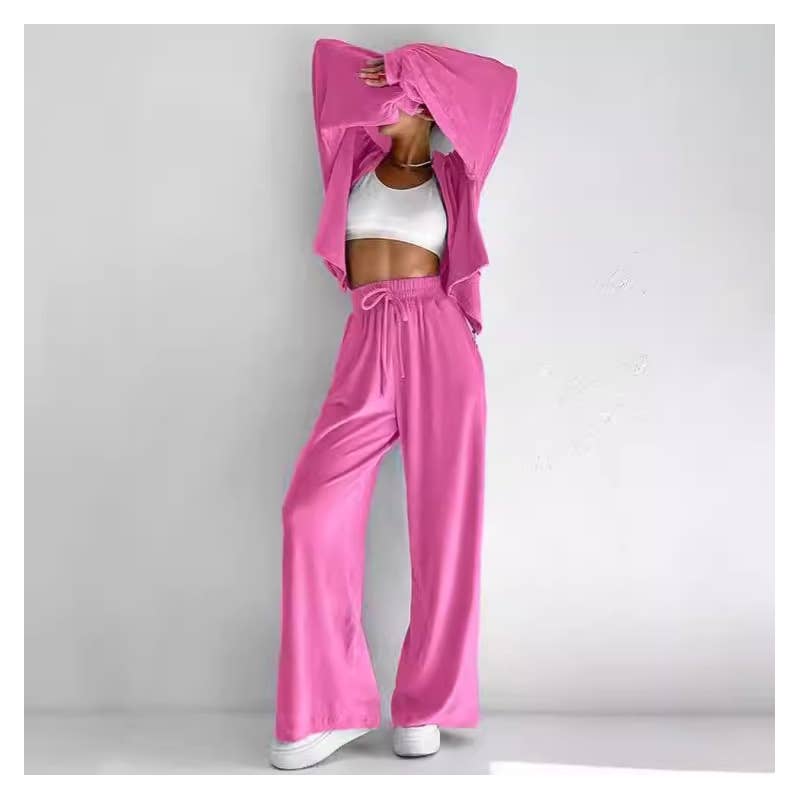 FurDecoration - Wholesale Tracksuit - Women's - Velvet Hooded Zip-Up Long Sleeve Track Suit4