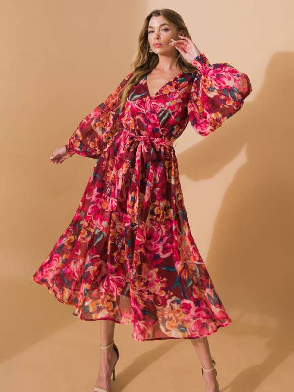 A printed woven midi dress-ID19264 for wholesale by FLYING TOMATO