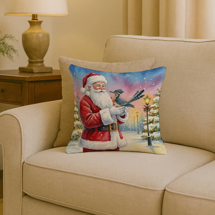 Roadrunner with Santa Claus Pillow 18x18 FNT1215 for wholesale by Caroline's Treasures