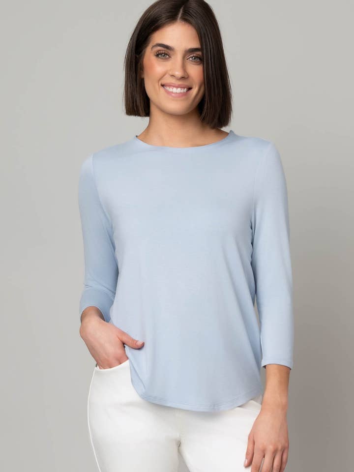 Juliana Crepe 3/4 Sleeve Hi-Lo Tee
for wholesale by Pine Apparel