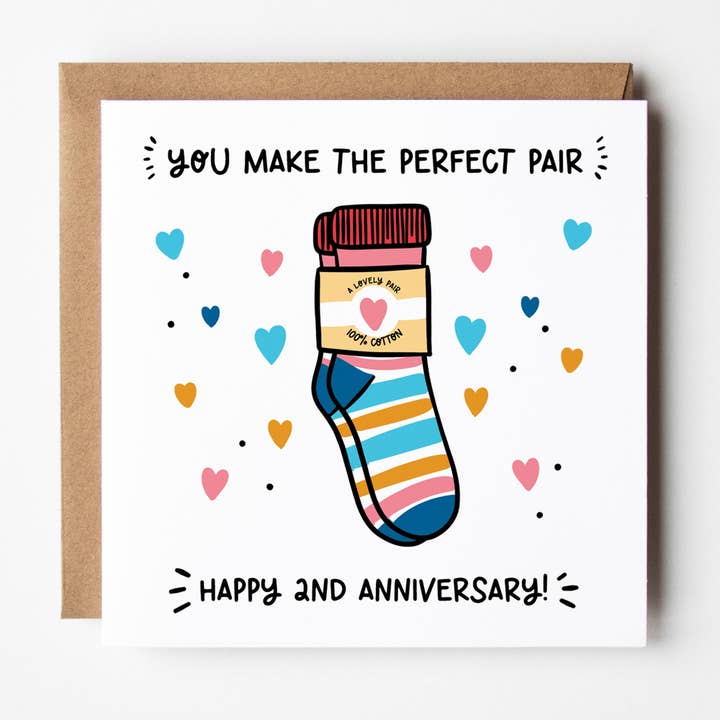 2nd Anniversary Card - Cotton Socks Anniversary Card for wholesale by Lunella