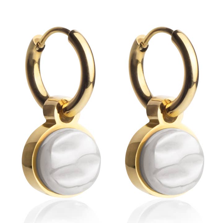 Mix & Match bøjleøreringe med vedhæng • guld/grafitgrå • 12mm for engroshandel hos ALEXASCHA