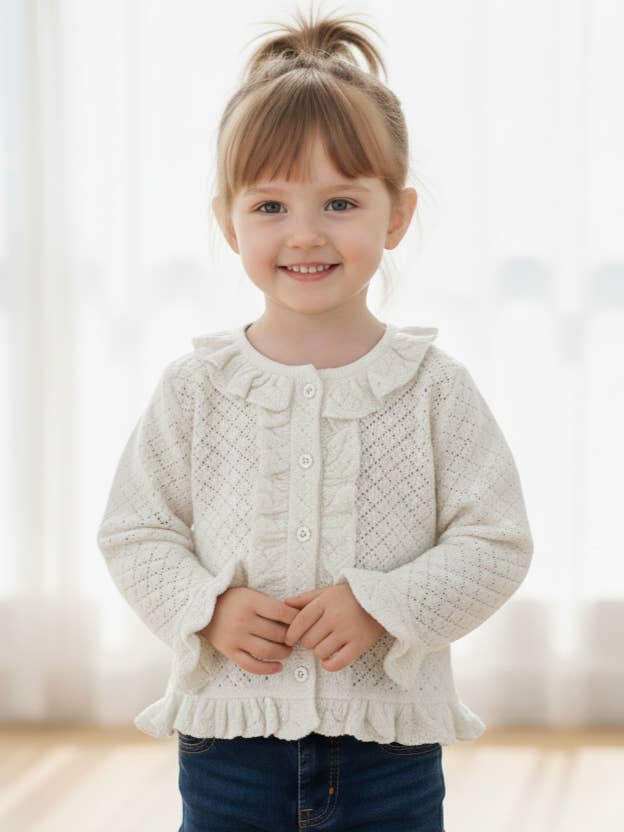 Ella Cardigan : WHITE : Infant : Toddler : Tween for wholesale by Yo Baby