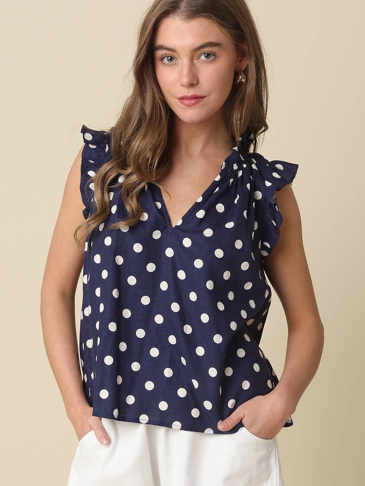 Blusa con Volantes de Lunares Mira para venta al por mayor de Olivaceous