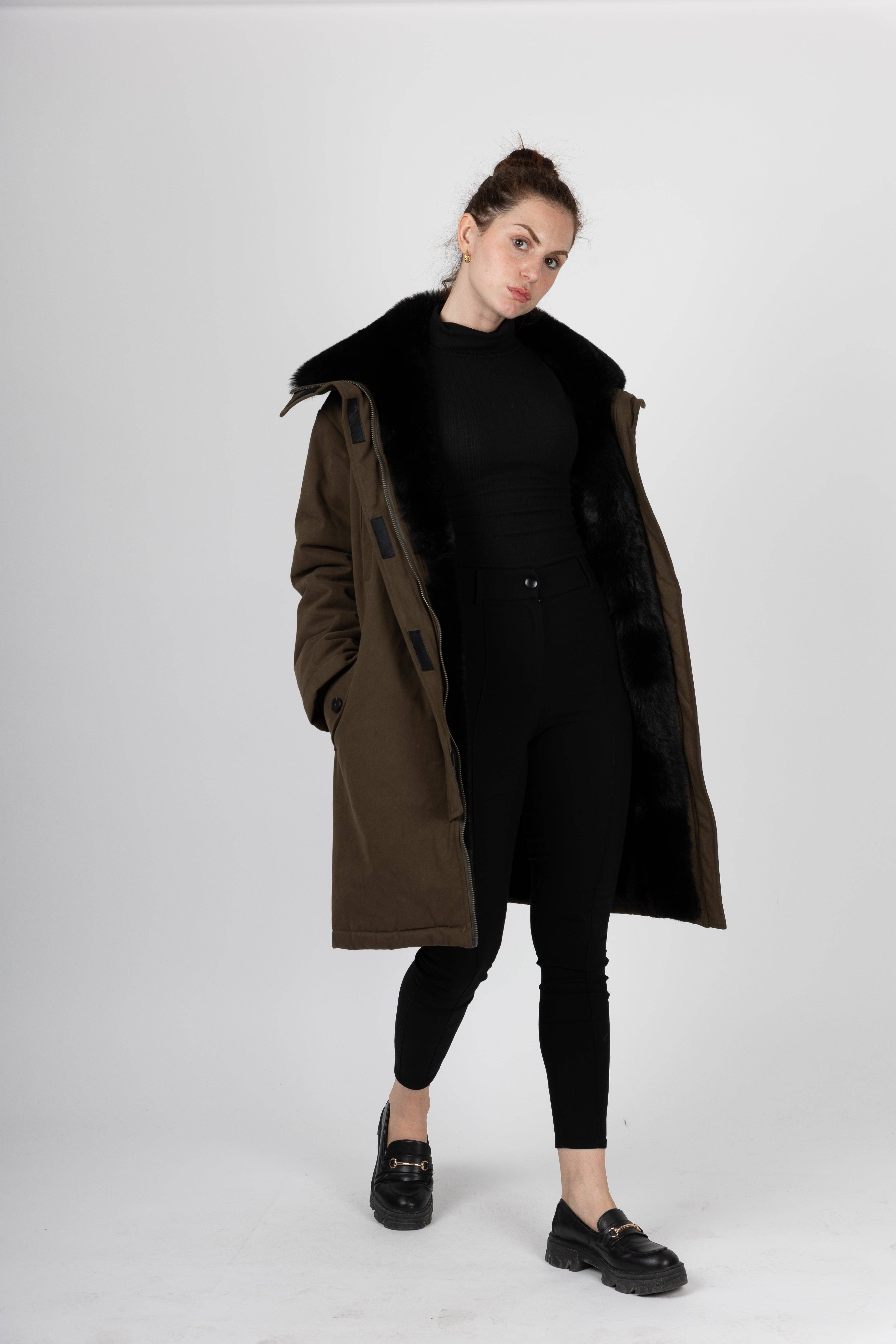 KZELL PARIS - Wholesale Parka - Women's - LONG PARKA WITH CONTRASTING FAUX FUR INTERIOR AND COLLAR8