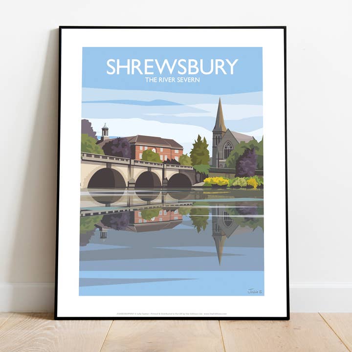 Star Editions – Impressão artística por atacado – Shrewsbury - The River Severn - Impressão artística premium de 11 x 14”1