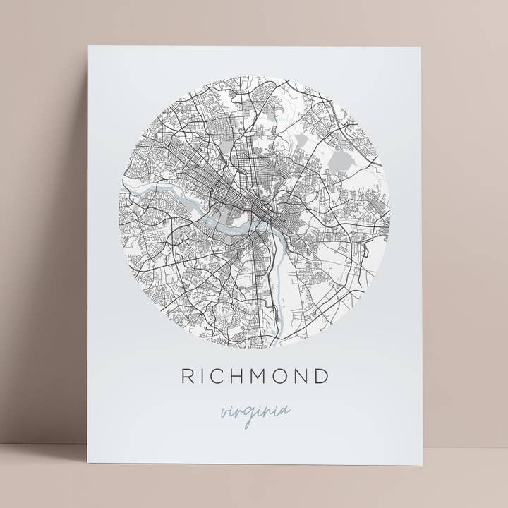 Richmond, Virginia Map Poster for wholesale by Backstory Map Co.