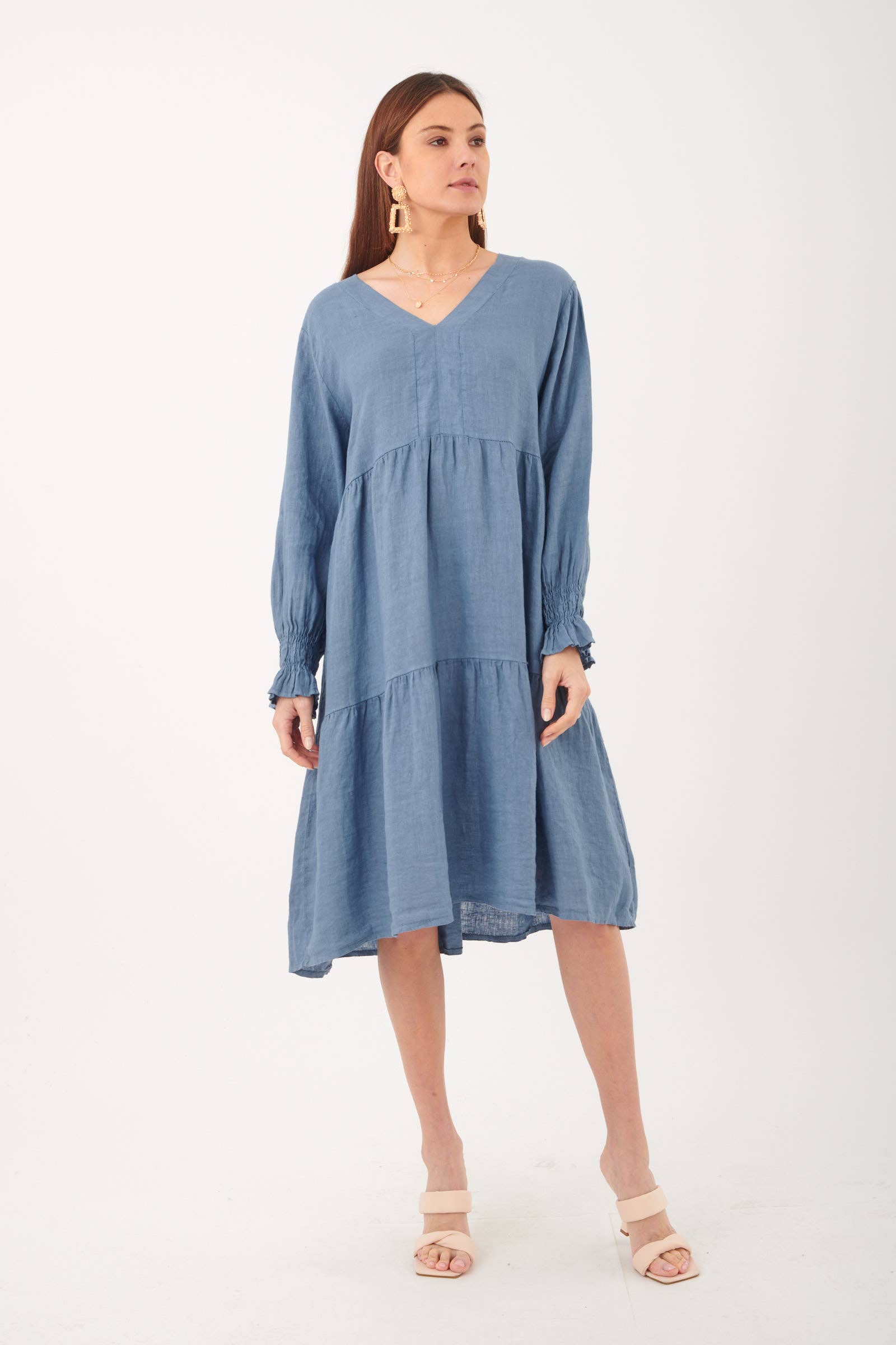 ORNELLA PARIS - Wholesale Dress - Women's - LEL-R5223 linen dress21