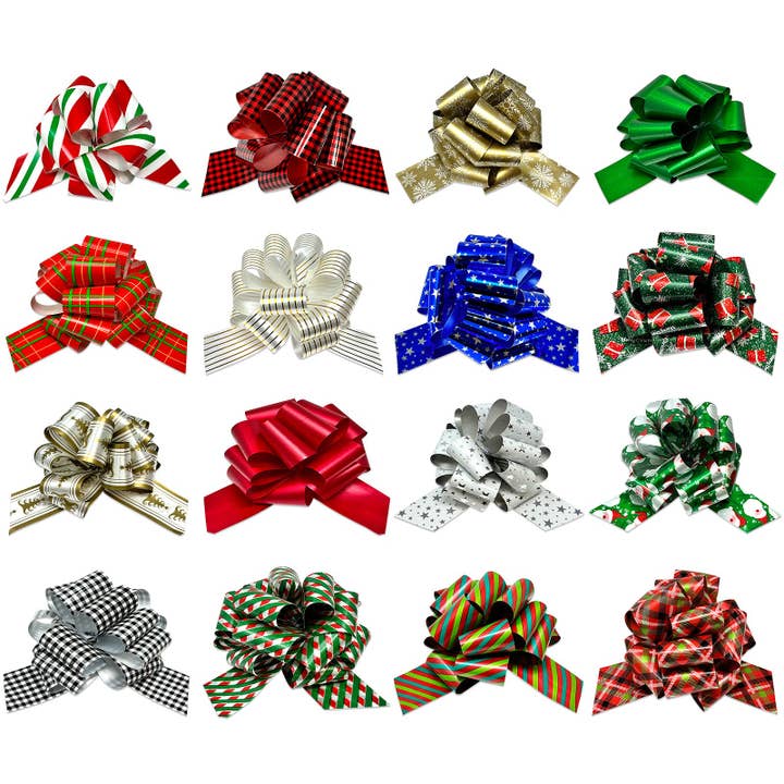 Wrapables.com - Wholesale Bow - Gift Wrapping - Wrapables Large 5" Christmas Pull Bows, Ribbon Bows (16pcs)