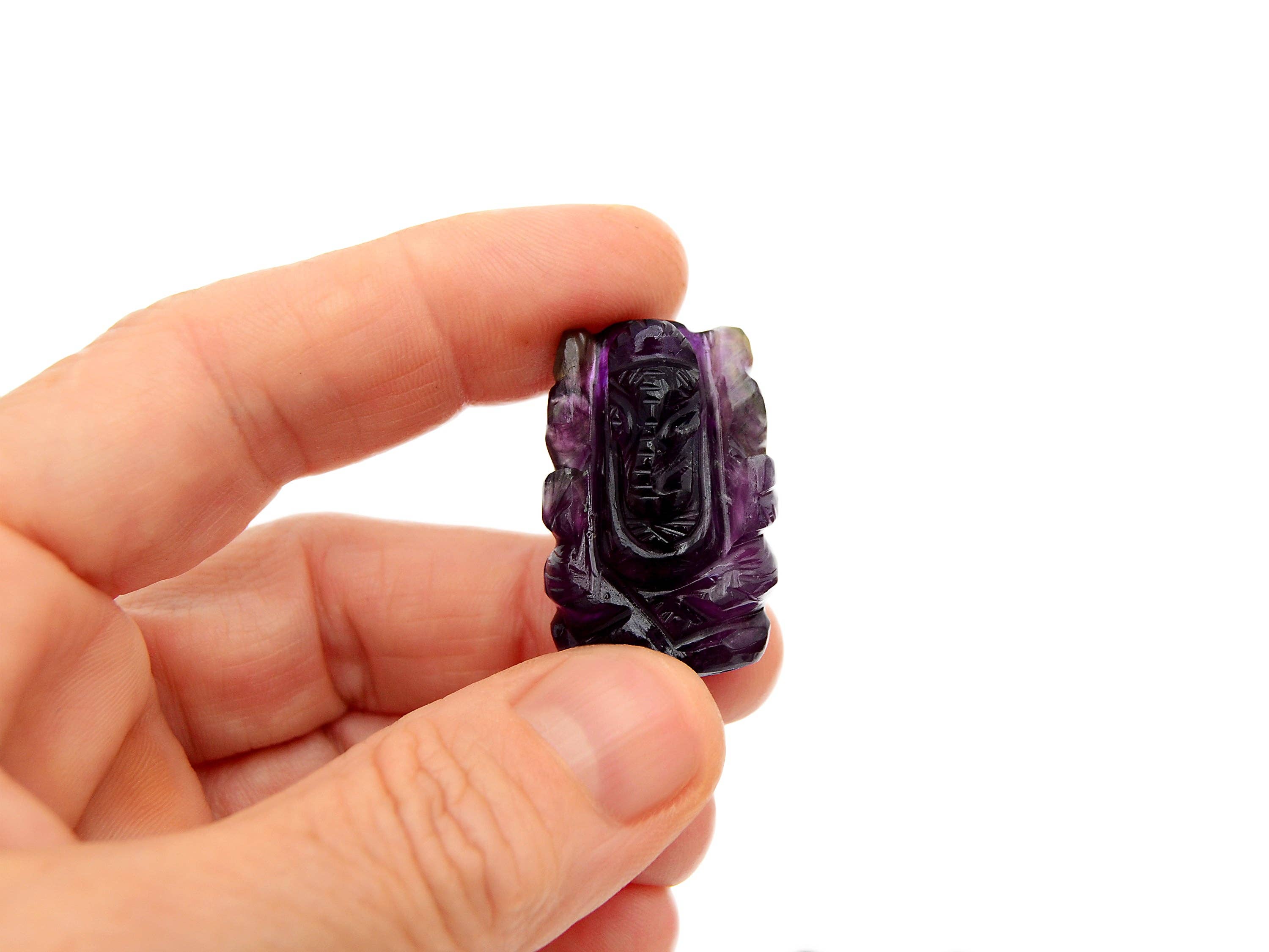 Kaia & Crystals - Wholesale Spiritual Stone/Crystal - Mini Amethyst Ganesha Sculpture (35mm) - Hand Carved Crystal9