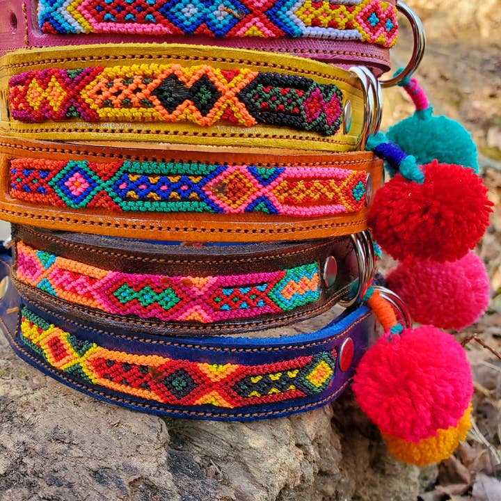 Mom And Pup Co. – Großhandel Haustierhalsband – Hund – Mittelgroßes mexikanisches Hundehalsband — Hundehalsband aus Leder, Boho