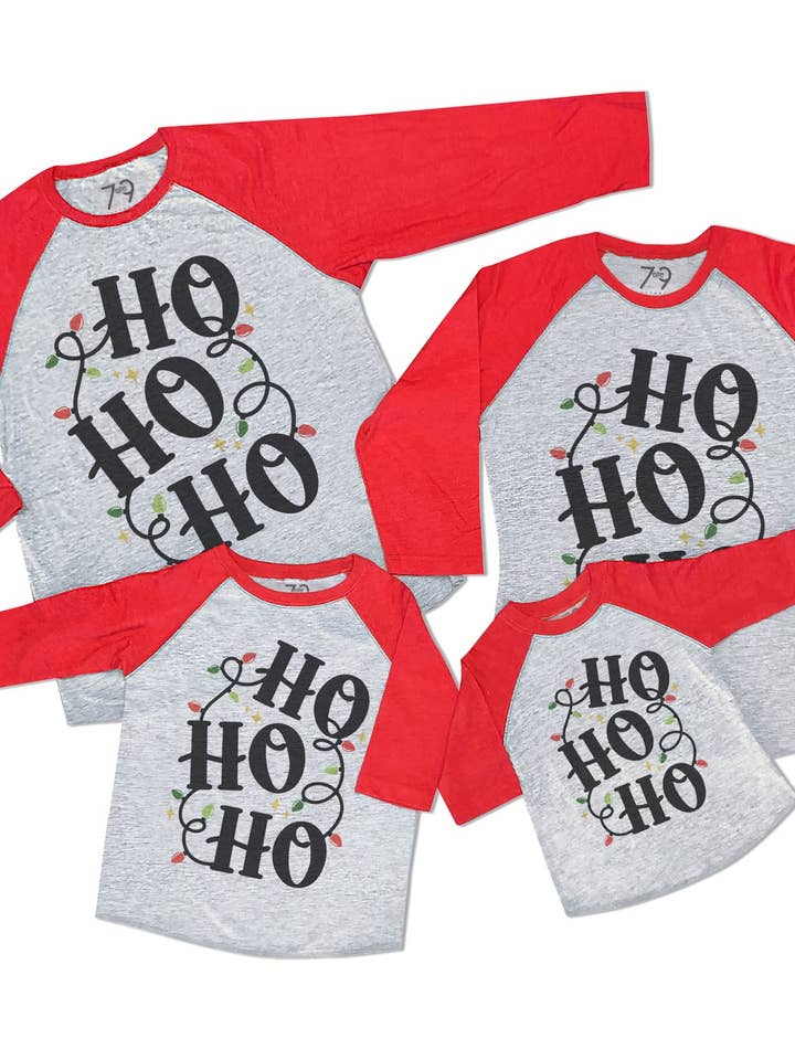 Chemise rouge Matching Family - Ho Ho Ho Holiday Lights pour la vente par 7 ate 9 Apparel