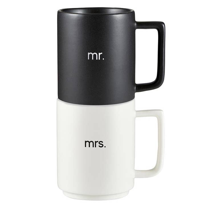 Matte Stackable Mug Set - Mr. & Mrs. for wholesale by Santa Barbara Design Studio by Creative Brands