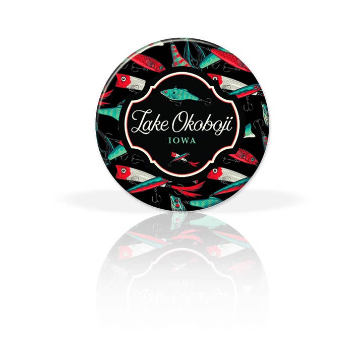 Matrix - Wholesale Magnet - Customizable Round Metal Magnet 2.25": Red & Green Lures0