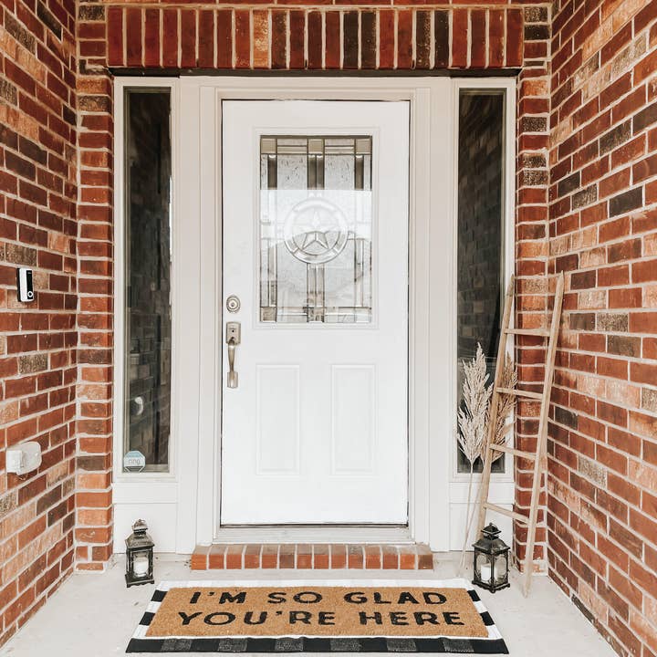 Modern Burlap – Engroshandel Dørmåtte – XL Dørmåtte - Jeg er så glad for du er her (Ny længde)4