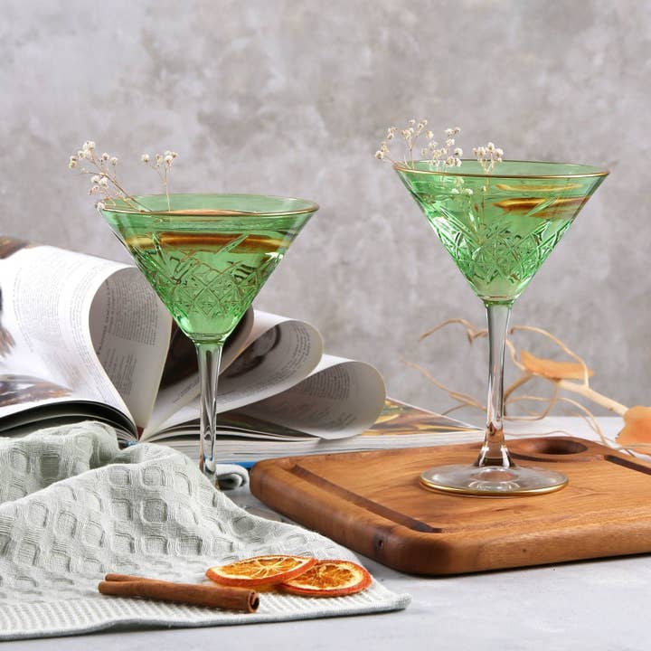 Mory Design Store - Wholesale Cocktail/likeur glas - Gekleurde Art Deco Cocktailglazen, Gerande Vintage Martini