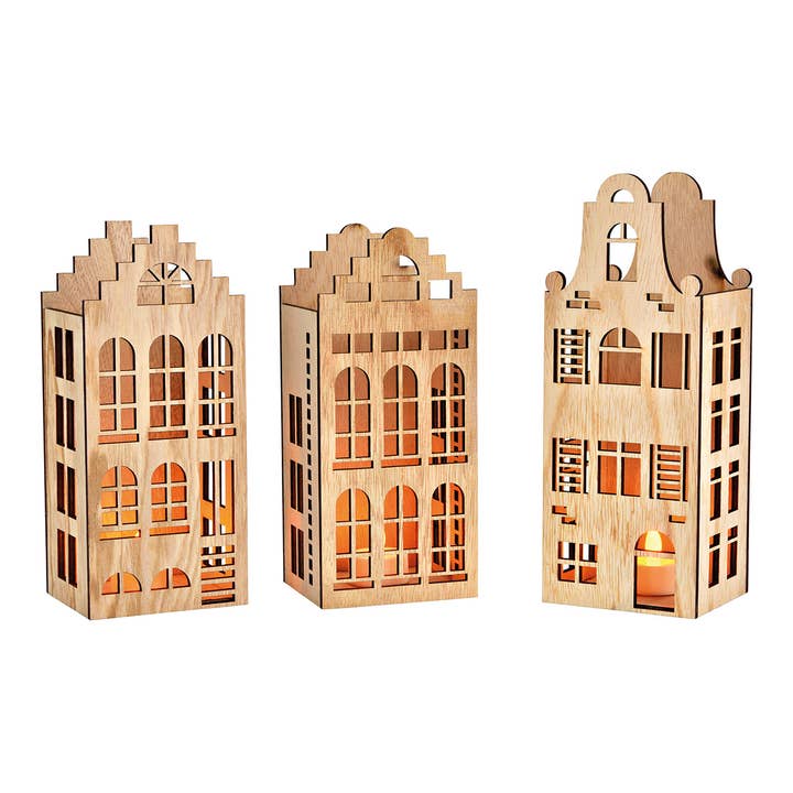 Hus av trä natur 3-faldigt, (B/H/D) 10x26x9cm 10x22x9cm för wholesale av Wurm