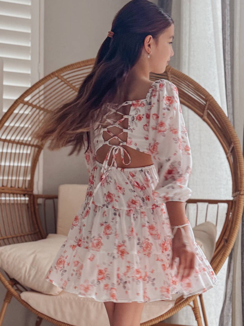 A Little Lacey - Wholesale Dress – Kids - Jessa Girls Long Sleeve Floral Dress