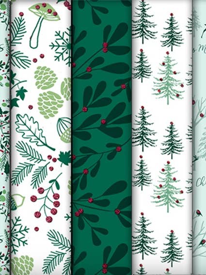Eco-friendly Christmas Holly & Ivy Wrapping Paper Roll (12) for wholesale by The Unique Paper Company