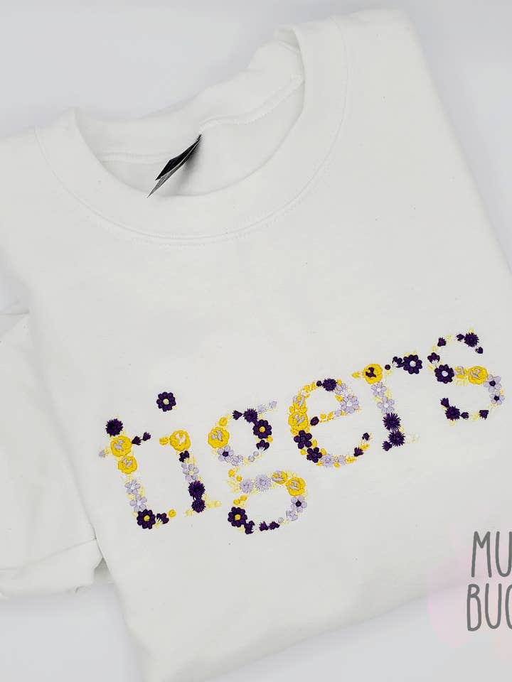 Custom Floral Mascot Sweatshirt for wholesale by Mudbugs BTQ