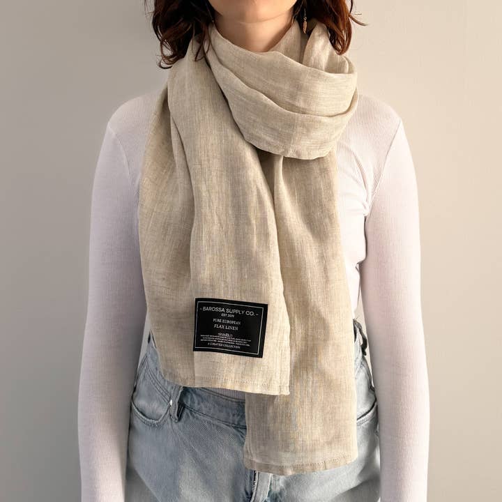 Natural - Linen Scarf for wholesale by Barossa Supply Co.