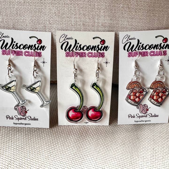 Pink Squirrel Studios - Wholesale Dangle Earrings - EARRINGS - Wisconsin Supper Club Collection2