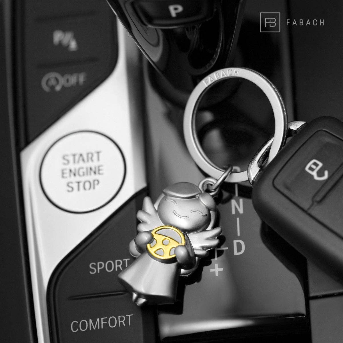 FABACH – Die Schlüsselanhänger-Schmiede – Großhandel Schlüsselanhänger – Unisex – "Star" Schutzengel Schlüsselanhänger - Glücksengel mit Lenkrad - Engel Glücksbringer10