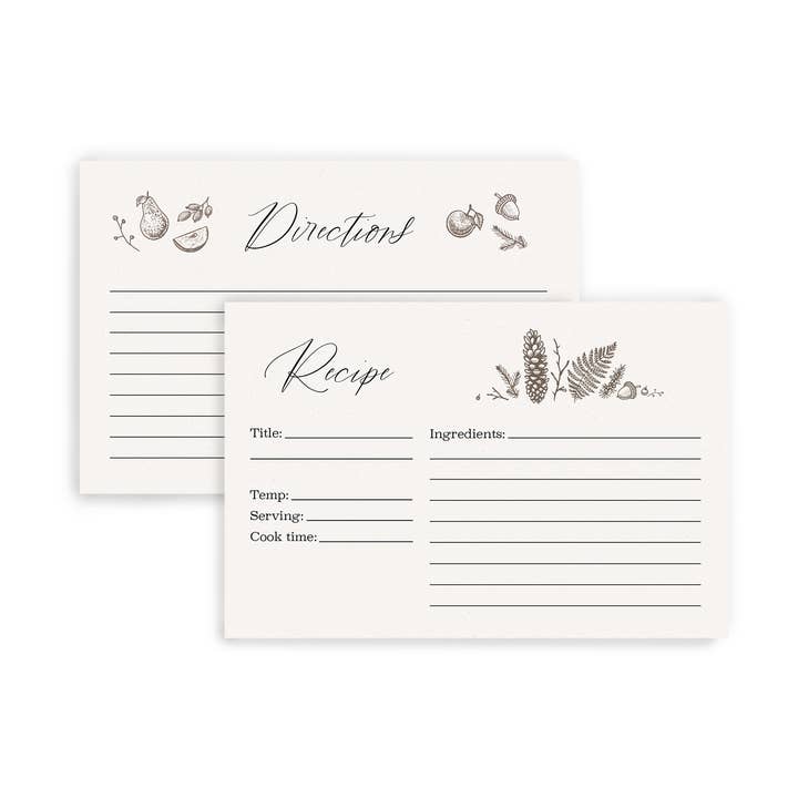 Brown Floral Vintage Recipe Cards, Set of 12 Recipe Cards for wholesale by Holyome Design Co.