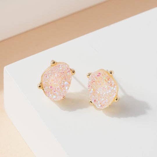 StarryNYC - Wholesale Stud/Post Earrings - Druzy Sparkly Stone Crystals Stud Earrings34