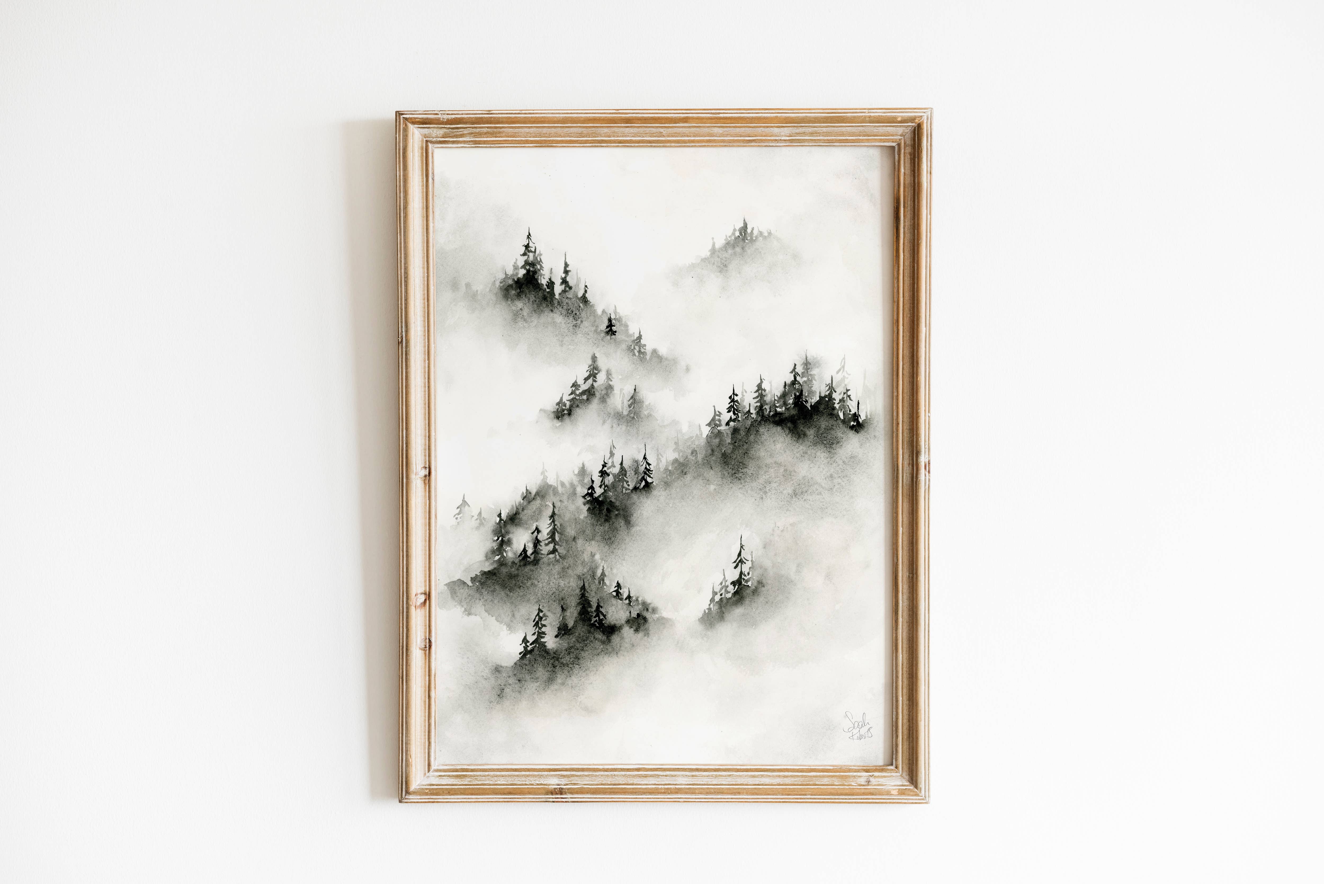 Sarah Jane Studio Art - Wholesale Art Print - Foggy Trees Watercolor Print