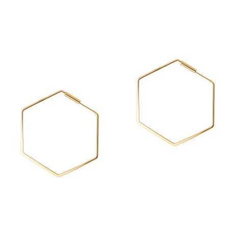 Aro hexagonal pequeño chapado en oro para venta al por mayor de Juulry
