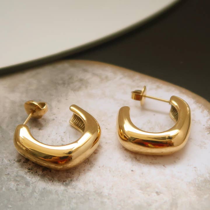 Demi 18K Gold Non-Tarnish Classic C Hoop Earring for wholesale on Faire